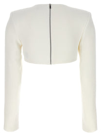 David Koma Top 3D Crystsal Chain and Square Neck White, view 2