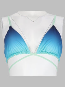 Casablanca Women's Top Bikini Con Stampa Gradient Perline Blue