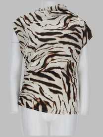 Ganni Women's Top Con Stampa Animalier Pattern