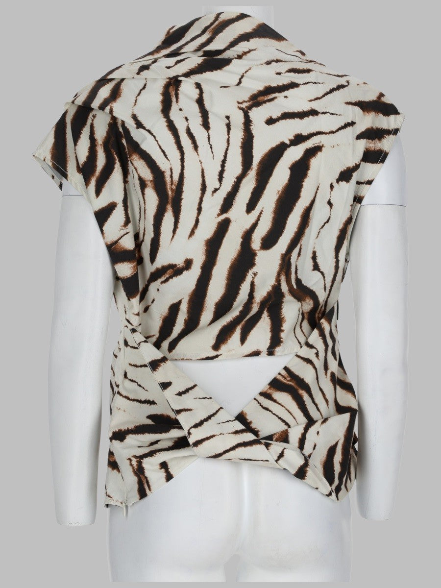 Ganni Women's Top Con Stampa Animalier Pattern