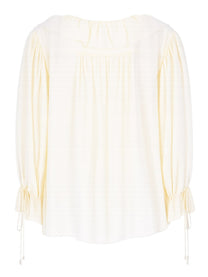 Chloé Women's Top Con Volant Scollo in Crêpe DE Chine White