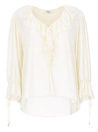 Chloé Women's Top with Volant Neck in Crêpe DE Chine White