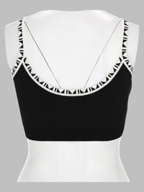 Versace Women's Top Cropped Ribbed Black, view 2