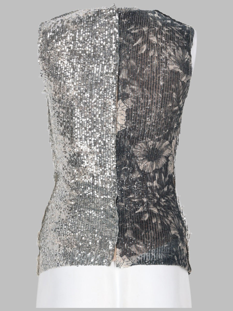 Maison Margiela Women's Top Floreale Con Paillettes Grey