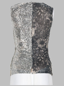 Maison Margiela Women's Top Floreale Con Paillettes Grey