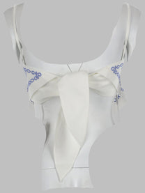 self-portrait Women's Top in Lino Con Ricamo White