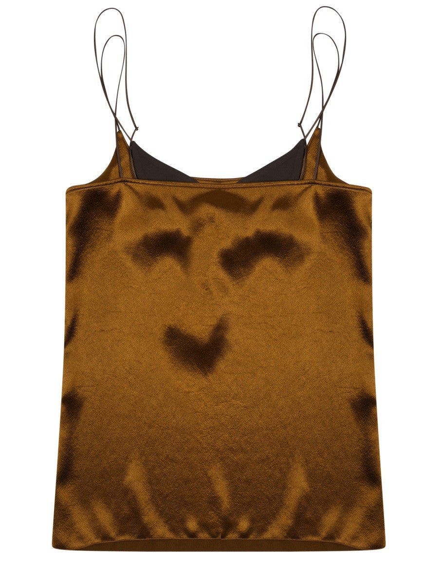 Alysi Women's Top in Satin Brown, view 2