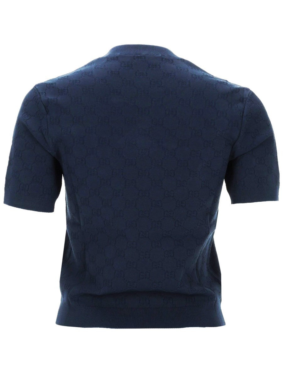 Gucci Women's Top in Viscosa Jacquard Blue