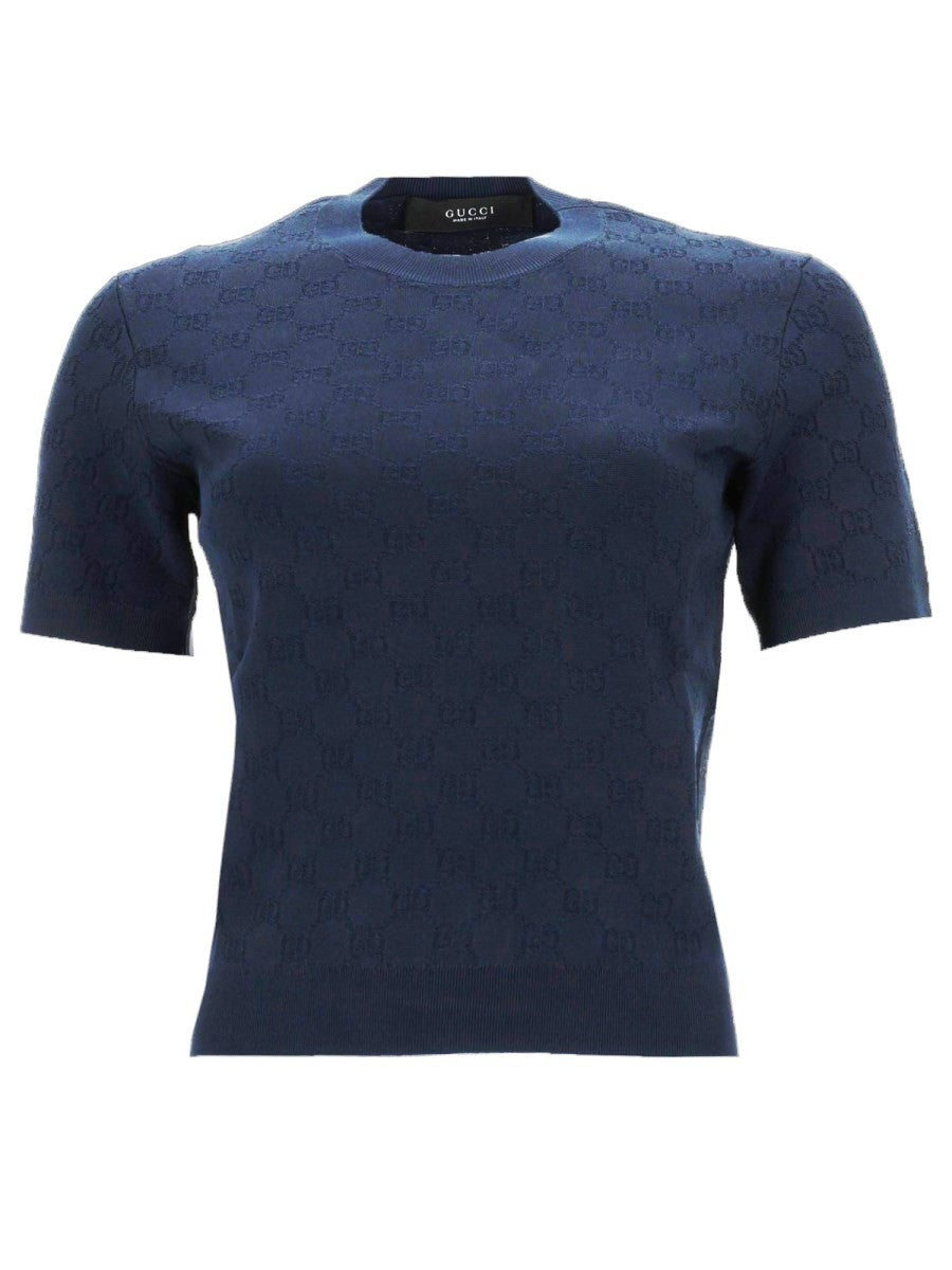 Gucci Women's Top in Viscosa Jacquard Blue