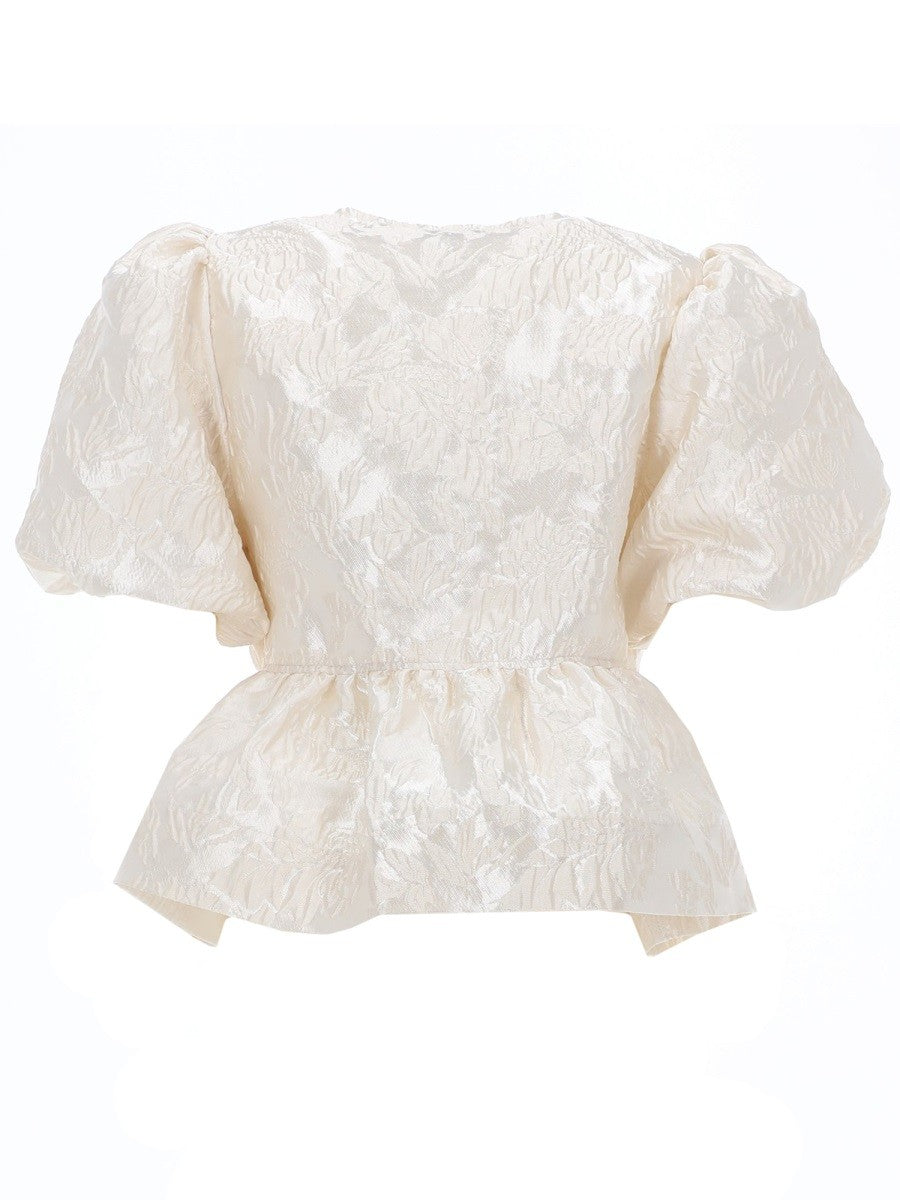 Ganni Women's Top Peplum White