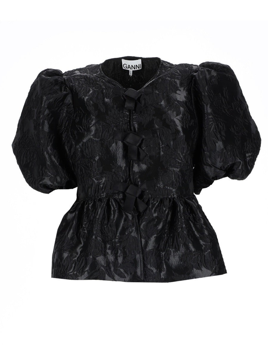 Ganni Women's Top Peplum Black