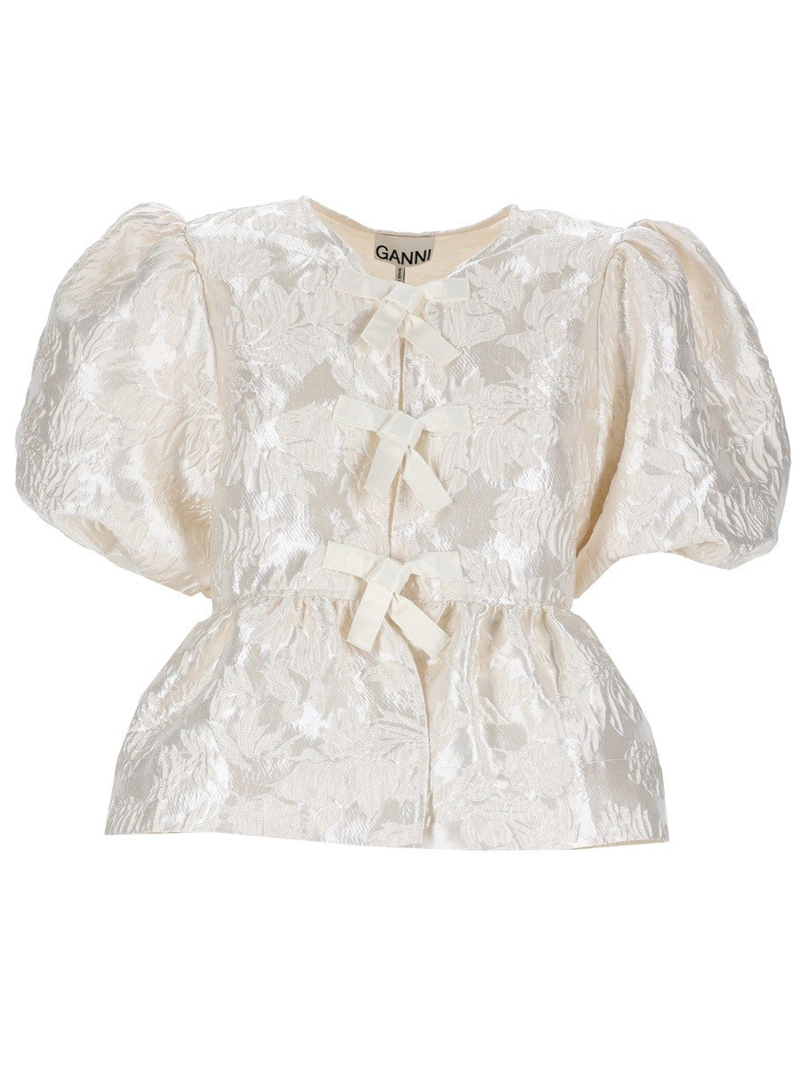 Ganni Women's Top Peplum White