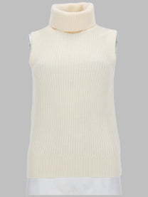 Michael Kors Women's Top Smanicato Collo Alto in Misto Lana White
