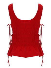 Ganni Women's Top Smock Con Lacci Red