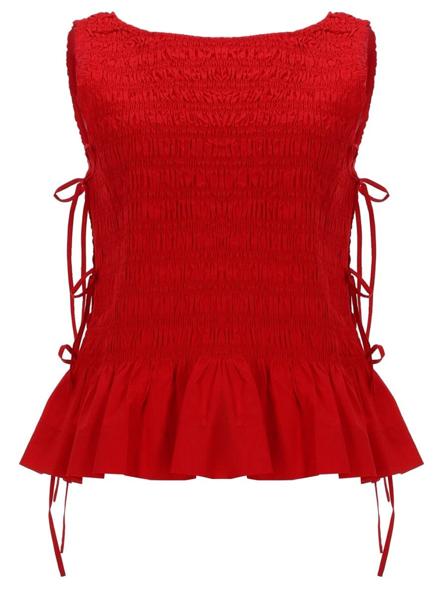 Ganni Women's Top Smock Con Lacci Red