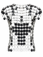 Rabanne Women's Top the Iconic Silver Sparkle Discs Silver