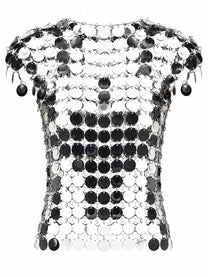 Rabanne Women's Top the Iconic Silver Sparkle Discs Silver