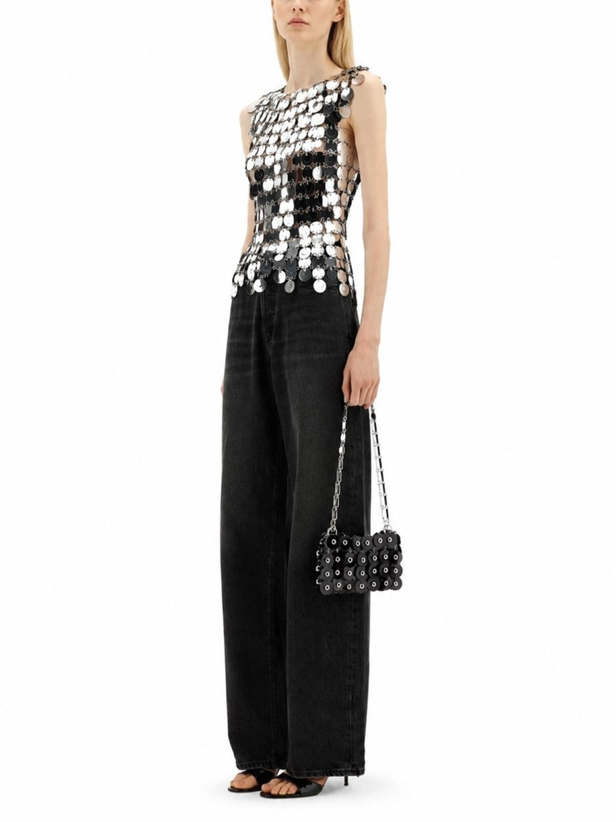 Rabanne Women's Top the Iconic Silver Sparkle Discs Silver