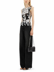 Rabanne Women's Top the Iconic Silver Sparkle Discs Silver
