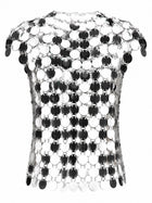 Rabanne Women's Top the Iconic Silver Sparkle Discs Silver, view 3