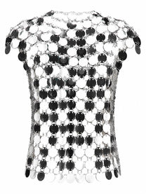 Rabanne Women's Top the Iconic Silver Sparkle Discs Silver