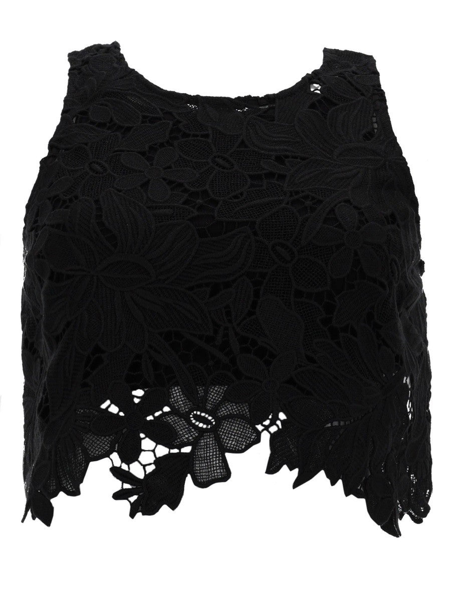 Sportmax Women's Top Vasto in Macramè Black