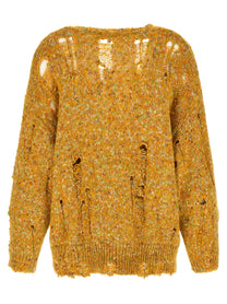 R13 Torn Cardigan Yellow