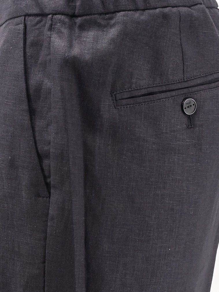 Hevò Men's Torre Lapillo Linen and Viscose Shorts Black