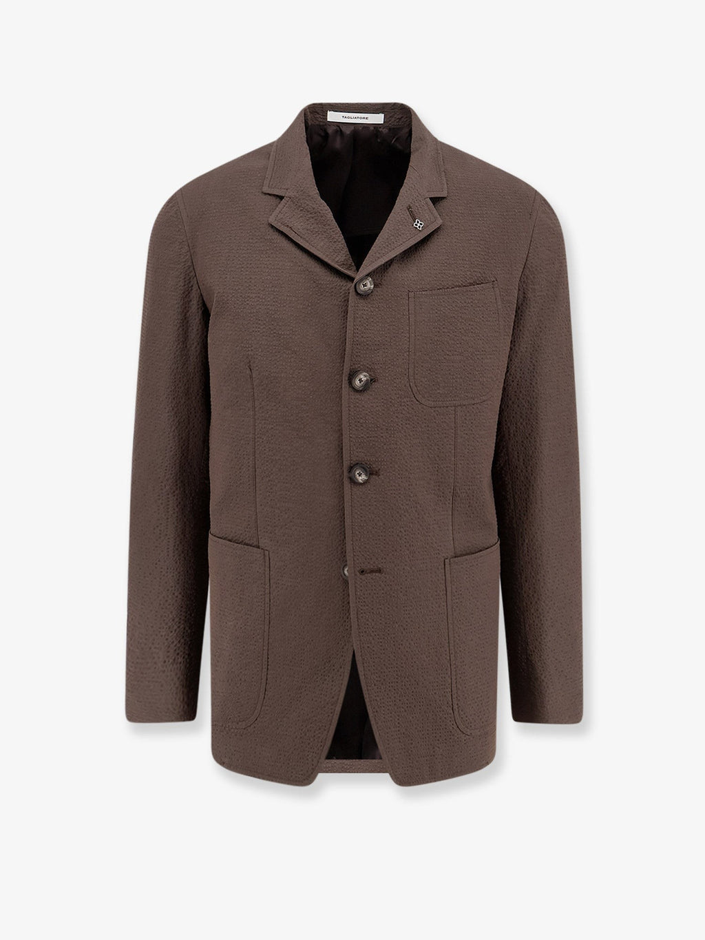 Tagliatore Men's Torrent Wrinkled Cotton Blazer Brown