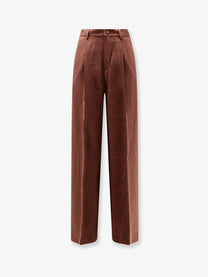 Hevò Women's Torreveneri Modal and Polyester Trousers Brown