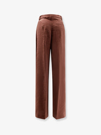 Hevò Women's Torreveneri Modal and Polyester Trousers Brown