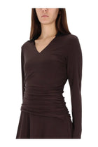 Tory Burch Women's Asymmetrical Midi Dress Brown, view 4
