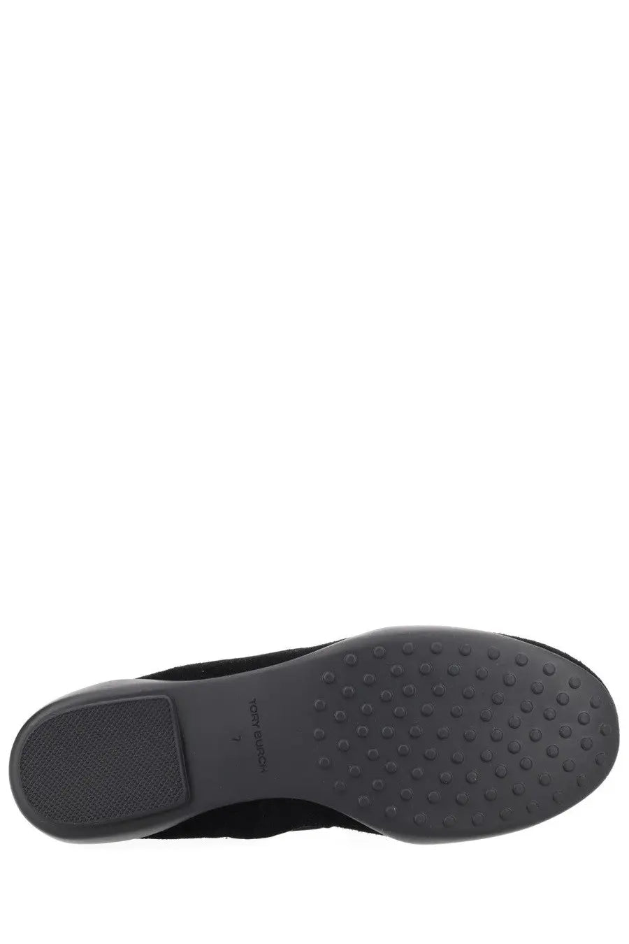 Tory burch women’s ballerina romy sport mary jane in black suede with textured rubber sole and tom ford embossed heel