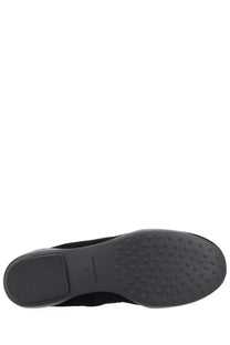 Tory burch women’s ballerina romy sport mary jane in black suede with textured rubber sole and tom ford embossed heel