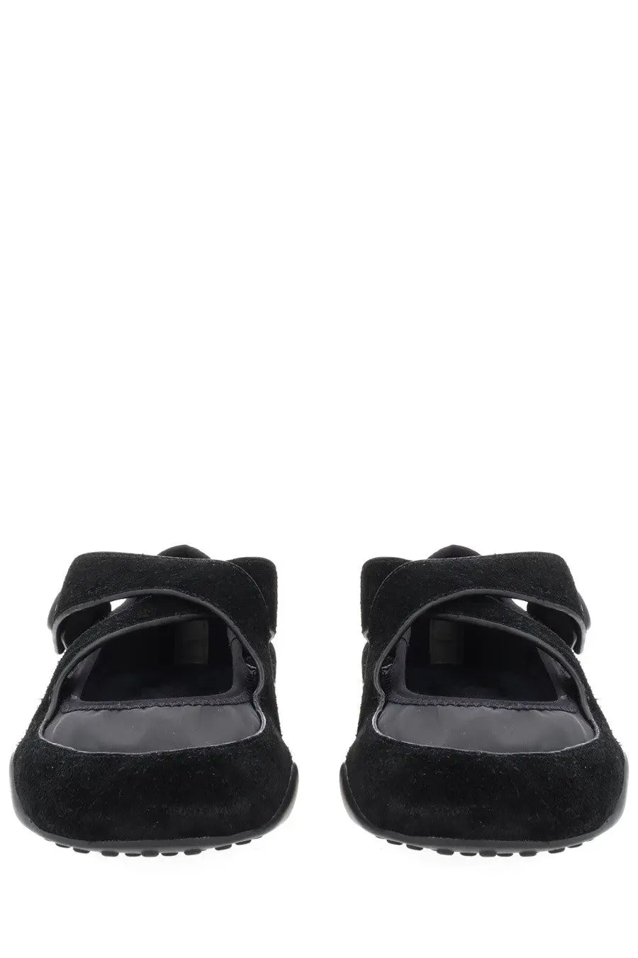 Tory Burch women’s ballerina Romy sport mary jane black flats in black suede with bow detail on strap
