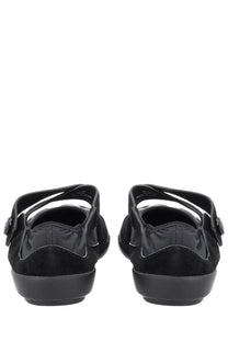 Black suede and nylon mary jane flats with adjustable velcro straps from tory burch womens ballerina romy sport