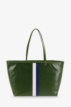 Tory Burch Women's Coated Canvas the Racer Tote Shoulder Bag Green