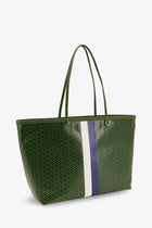Tory Burch Women's Coated Canvas the Racer Tote Shoulder Bag Green, view 3