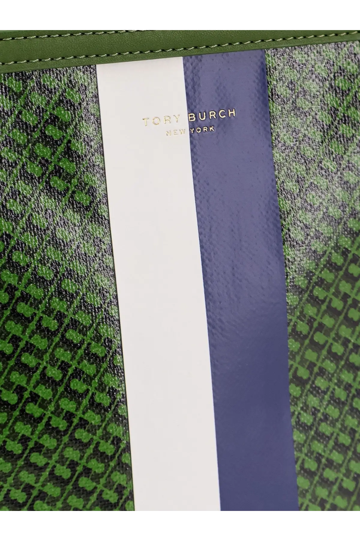 Tory Burch Women's Coated Canvas the Racer Tote Shoulder Bag Green, view 5