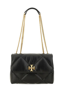 Tory Burch women’s black quilted leather convertible Kira shoulder bag with gold-tone chain strap and logo clasp