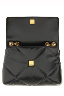 Tory burch women’s convertible kira shoulder bag black quilted leather with gold-tone hardware and chain details