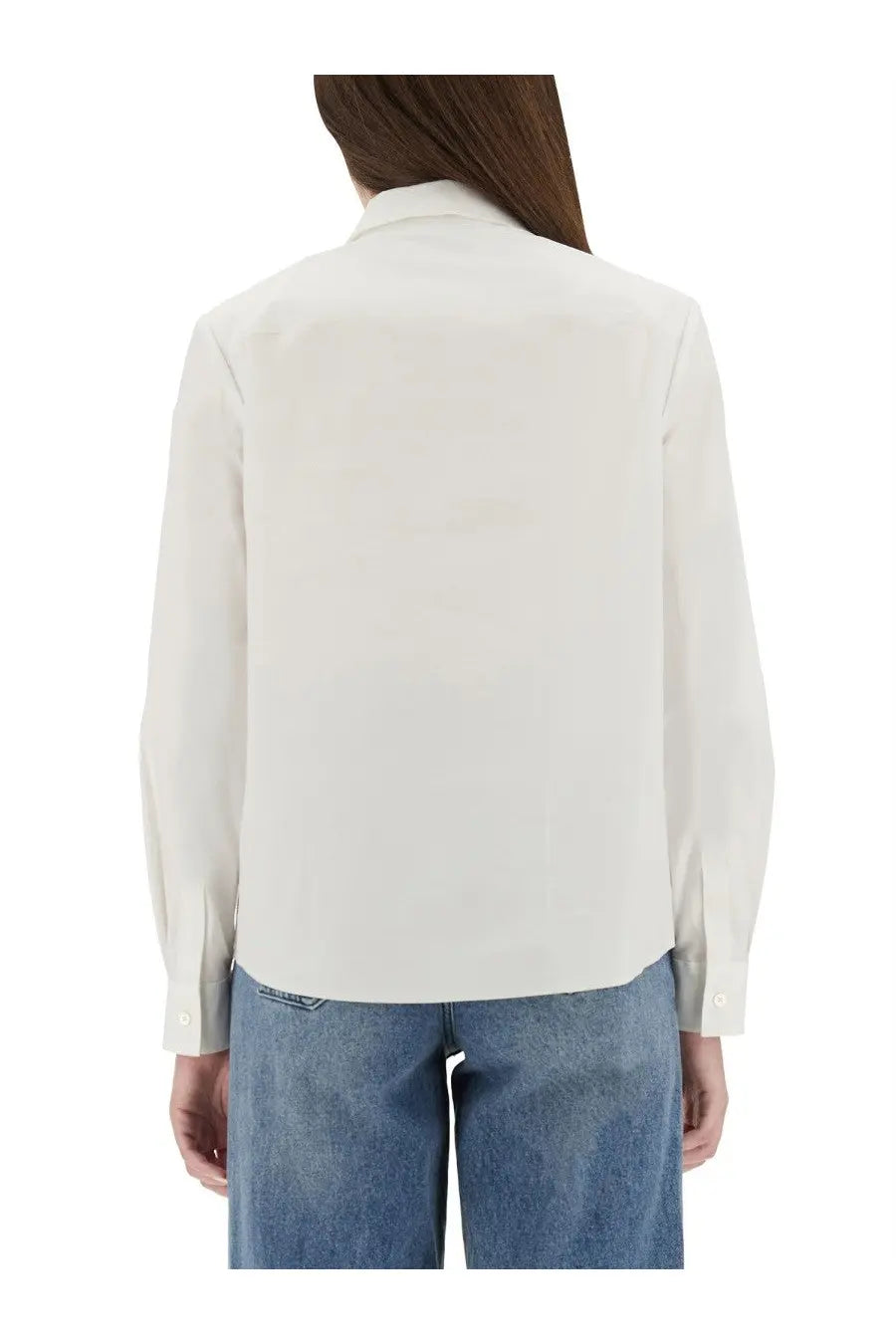 Tory burch women’s cotton poplin shirt white with a crisp silk blouse look featuring a classic collar and long sleeves