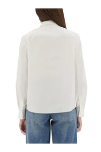 Tory burch women’s cotton poplin shirt white with a crisp silk blouse look featuring a classic collar and long sleeves