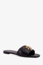 Tory Burch Women's Eleanor Leather Flat Sandals Black, view 2