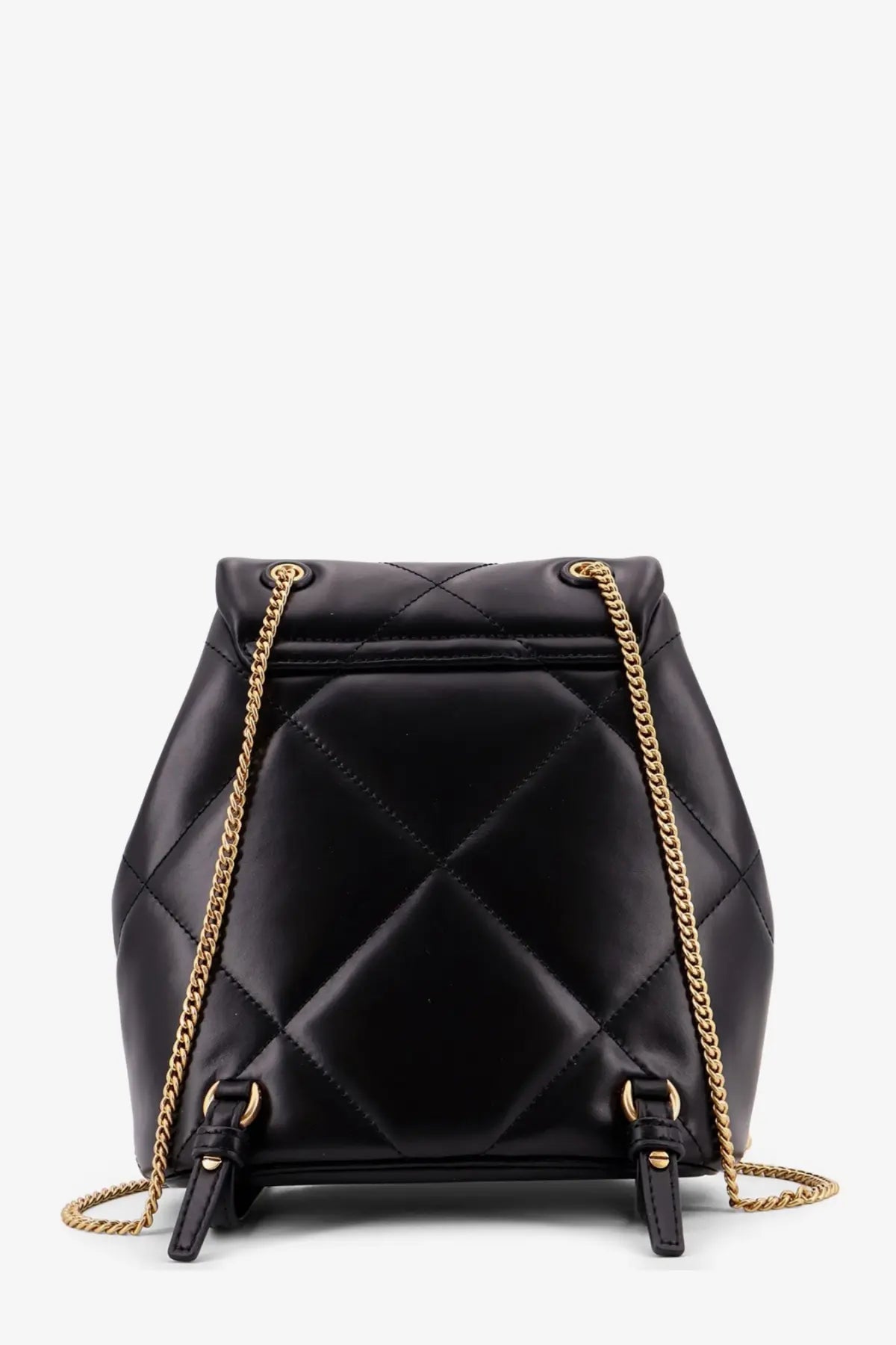 Tory burch women’s kira diamond black quilted leather backpack with gold-tone chain straps