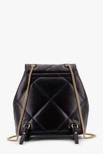 Tory burch women’s kira diamond black quilted leather backpack with gold-tone chain straps