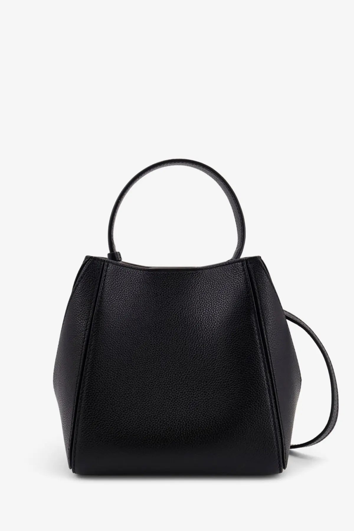 Tory burch women’s mcgraw small black pebbled leather tote bag with circular top handle and detachable shoulder strap