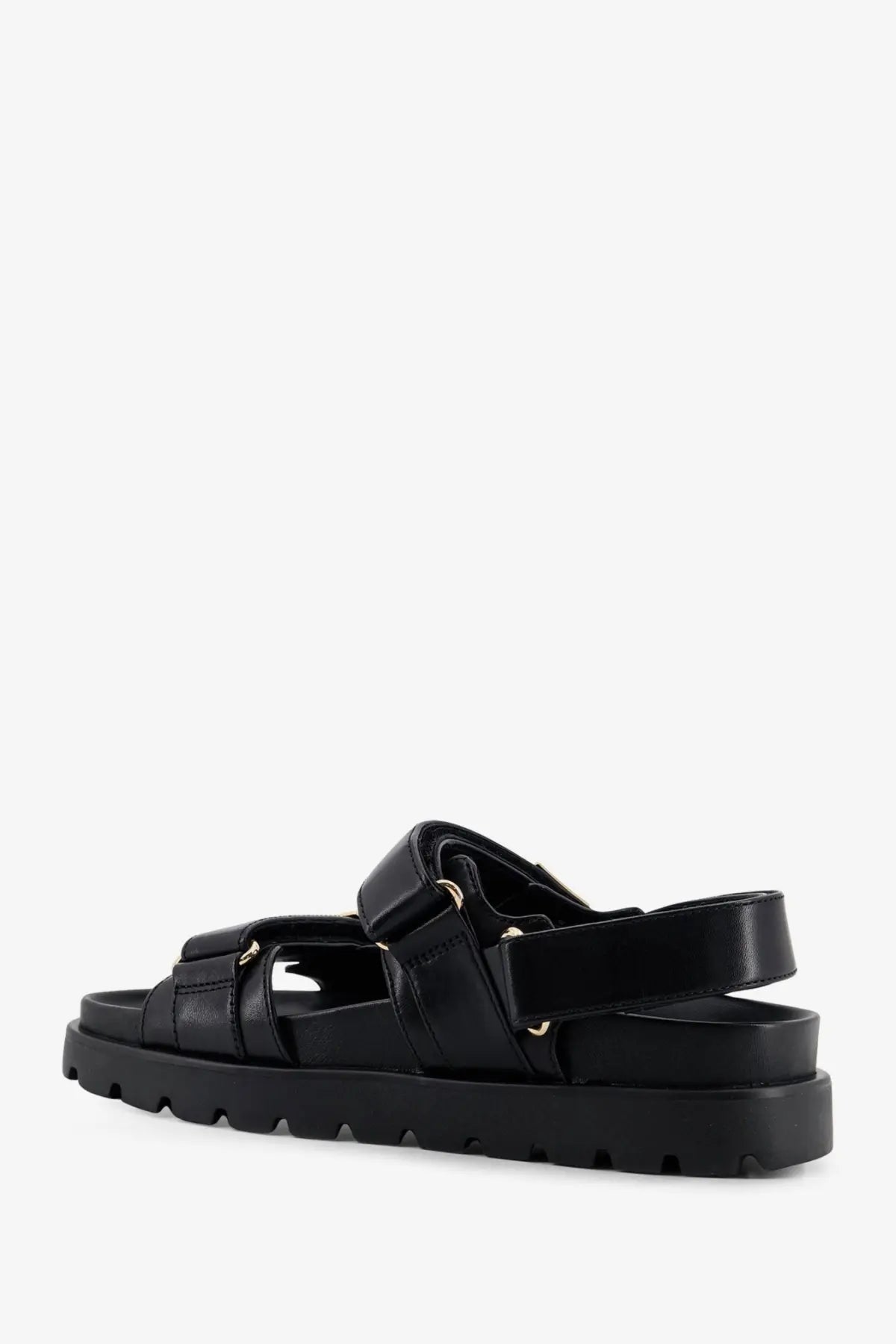 Tory Burch women’s mellow black leather platform sandal with adjustable straps and chunky sole