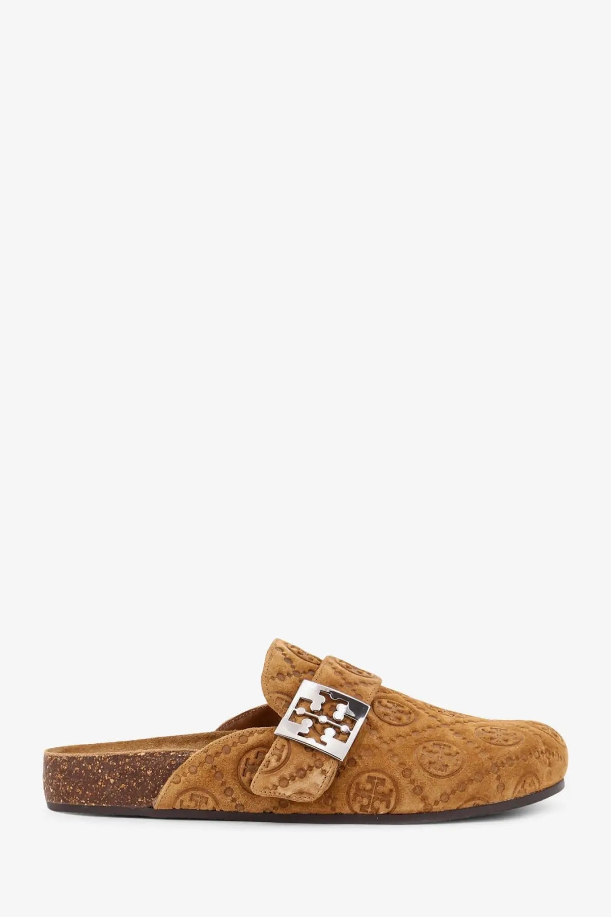 Tory Burch Women's Monogram Mellow Jacquard Suede Mule Brown