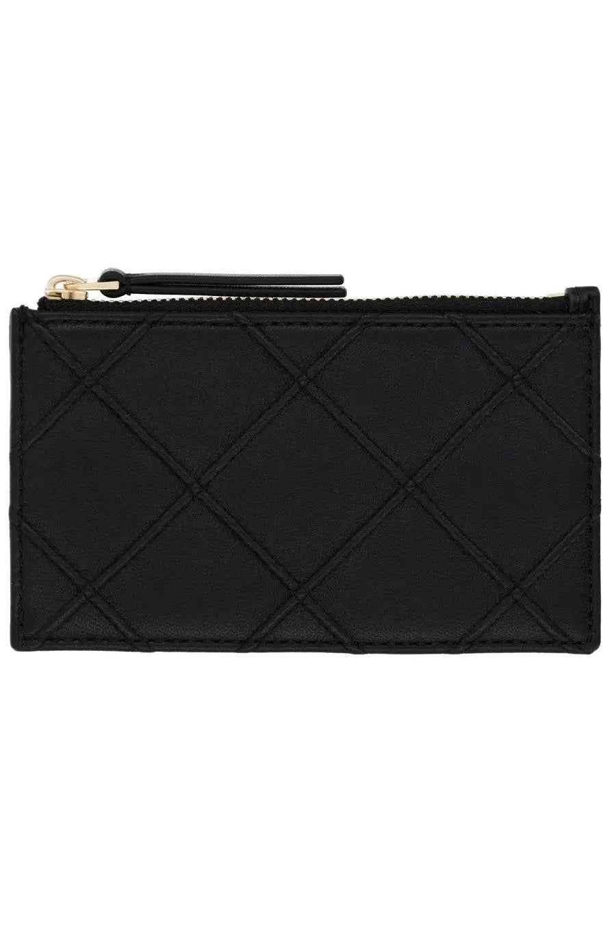 Tory burch women’s paper holder fleming black black quilted leather card case with gold-tone zipper pull